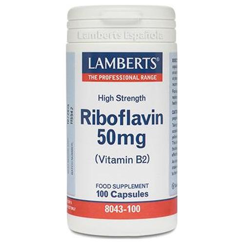 Riboflavina 50 mg - Lamberts - 100 cápsulas