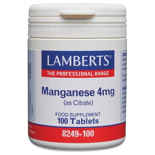 Manganeso 4 mg - Lamberts - 100 comprimidos