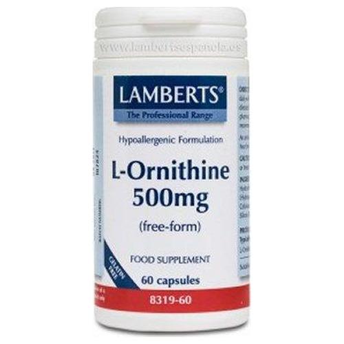L-Ornitina 500 mg - Lamberts - 60 Cápsulas