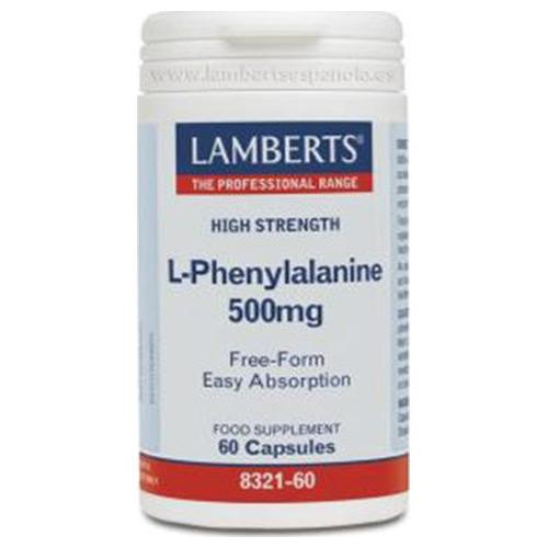 L-Fenilalanina 500 mg - Lamberts - 60 cápsulas