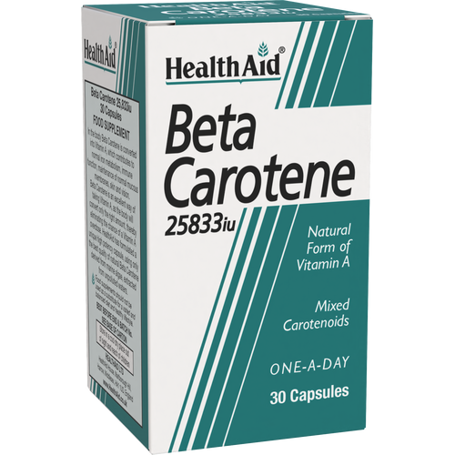 Betacaroteno natural 23.000 UI - HealthAid - 30 cápsulas