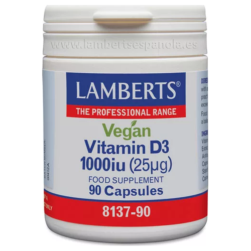 Vitamina D3 1.000 UI Vegana - Lamberts - 90 cápsulas