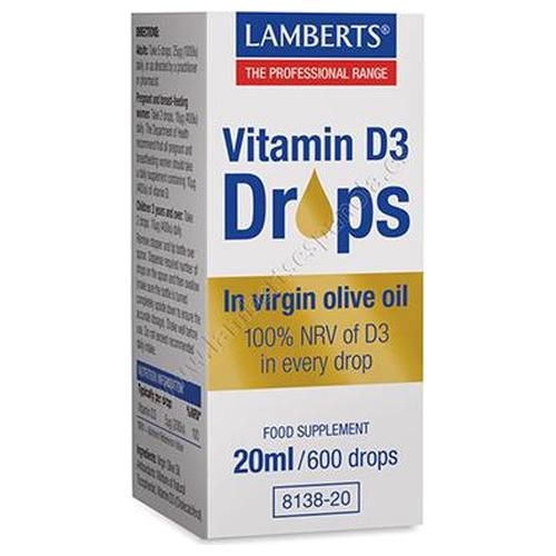 Vitamina D3 en Gotas 200 UI - Lamberts - 20 ml