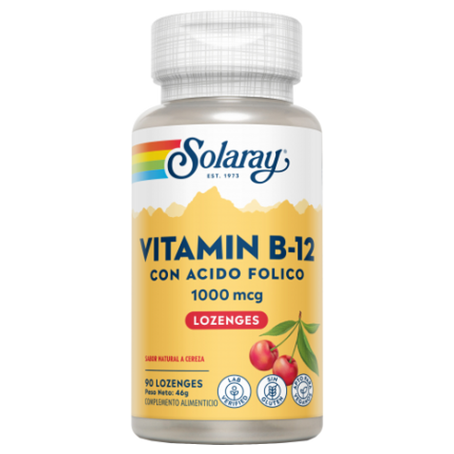 Vit B12 + Acido Fólico 1000 mcg. - Solaray - 90 comprimidos sublinguales