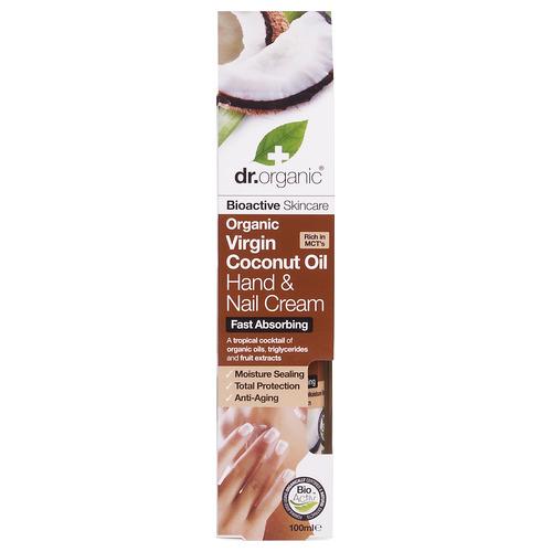 Crema de Manos y Uñas de Aceite de Coco - Dr. Organic - 100 ml.