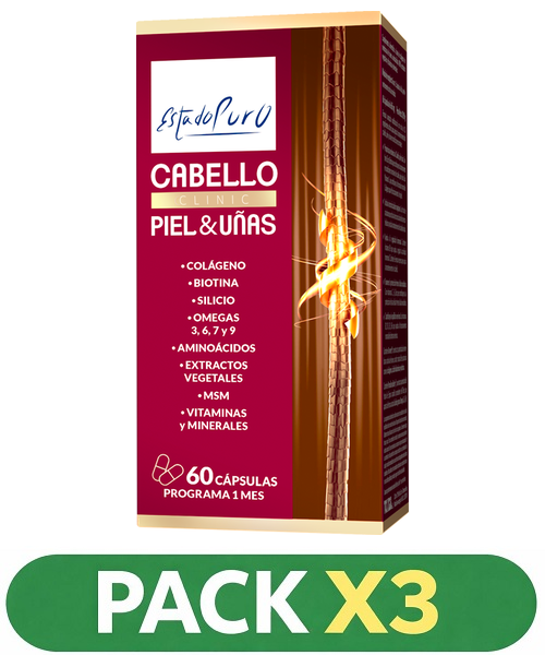 Pack x3 Estado Puro - Cabello, Piel y Uñas Clinic - Tongil - 60 cápsulas