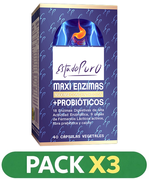 Pack x3 Estado Puro - Maxi Enzimas con Probioticos - Tongil - 40 cápsulas