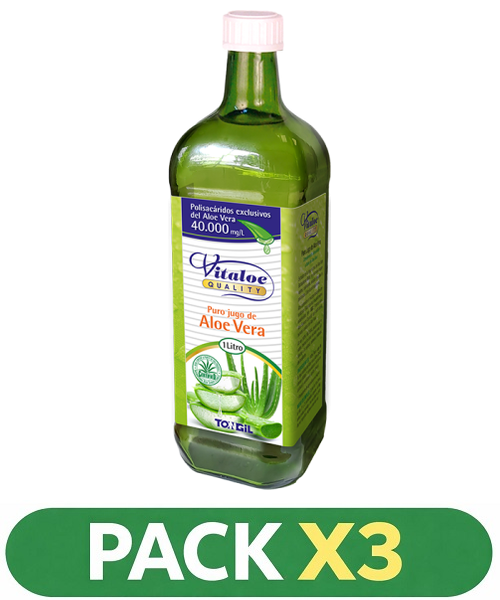 Pack x3 Vitaloe Quality - Puro Jugo de Aloe Vera Ecológico - Tongil - 1 litro