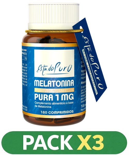 Pack x3 Estado Puro - Melatonina Pura 1mg. - Tongil - 180 comprimidos