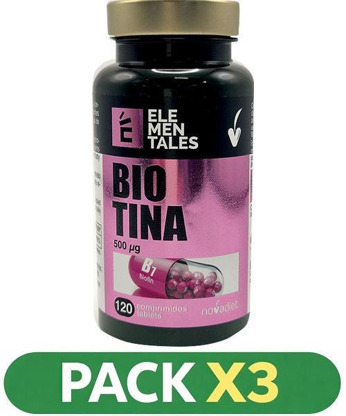 Pack x3 Biotina 500 Mcg - Novadiet - 120 comprimidos