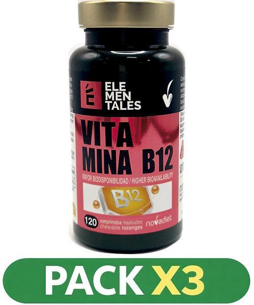 Pack x3 Vitamina B12 100 Mcg - Novadiet - 120 comprimidos