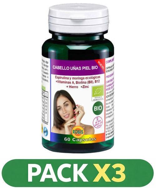 Pack x3 Cabello, Uñas, Piel BIO - Robis - 60 cápsulas