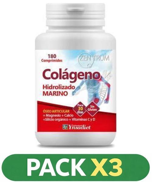 Pack x3 Colageno Marino Hidrolizano - Ynsadiet - 180 comprimidos