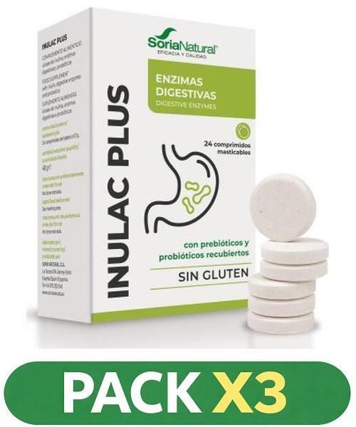 Pack x3 Inulac Plus - Soria Natural - 24 comprimidos masticables.