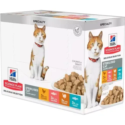 Hill's Hsp Feline Sterilise Pollo Salmon Pavo Trucha 12x85gr