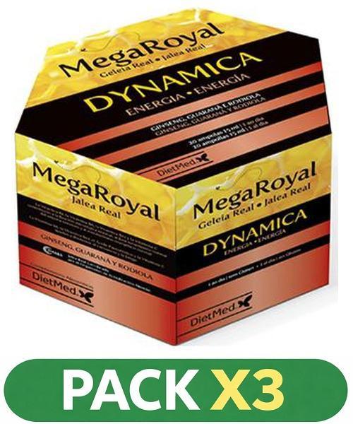 Pack x3 Jalea Real Megaroyal Dynámica - Dietmed - 20 viales de 15 mililitros