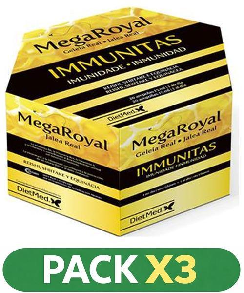 Pack x3 Jalea Real Megaroyal Immunitas - Dietmed - 20 viales de 15 mililitros