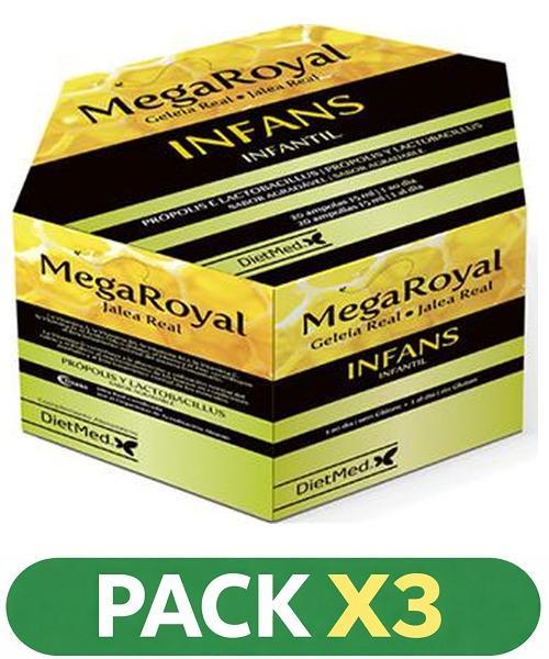 Pack x3 Jalea Real Megaroyal Infans - Dietmed - 20 viales de 15 mililitros 