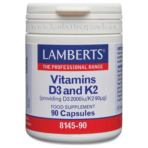 Vitamina D3 y K2 - Lamberts - 90 cápsulas