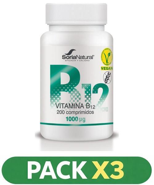 Pack x3 Vitamina B12 - Soria Natural - 200 comprimidos