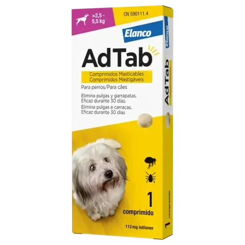 Adtab 112mg Comp. Masticables Perros 2,5-5,5kg 1cpd