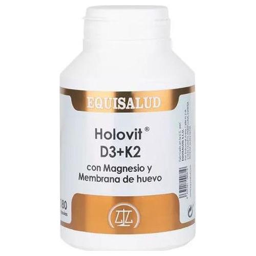 Holovit Vitaminas D3+K2 con Magnesio y Membrana de Huevo - Equisalud - 180 cápsulas
