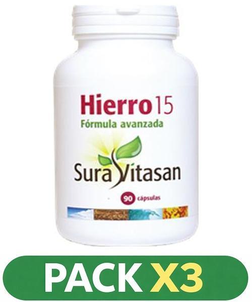 Pack x3 Hierro 15 - Sura Vitasan - 90 cápsulas
