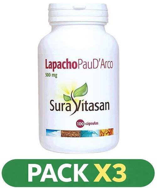 Pack x3 Lapacho Pau D´arco 500 mg. - Sura Vitasan - 100 cápsulas