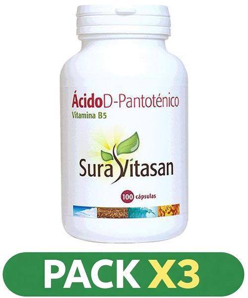 Pack x3 Ácido Pantoténico - Sura Vitasan - 100 cápsulas