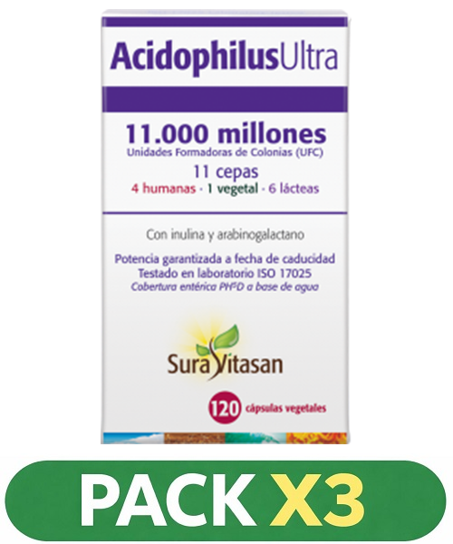 Pack x3 Acidophilus Ultra -  Sura Vitasan - 120 cápsulas