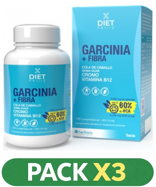 Pack x3 Garcinia + Fibra - Herbora - 120 comprimidos