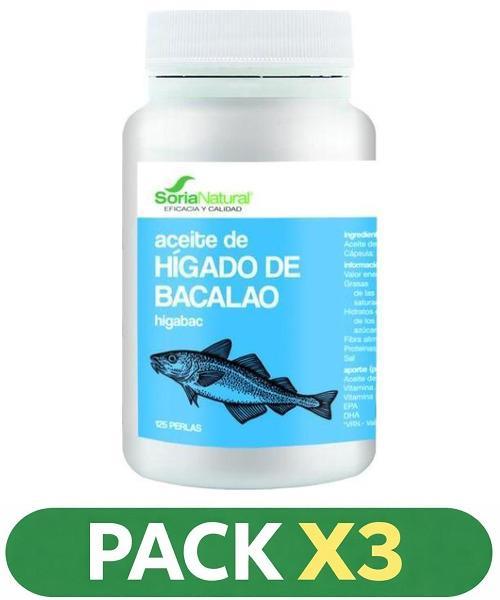 Pack x3 Aceite de Hígado de Bacalao (Higabac) - Soria Natural - 125 perlas