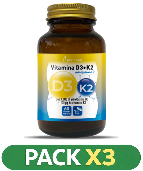 Pack x3 Vitamina D3+k2 - Plameca - 60 cápsulas