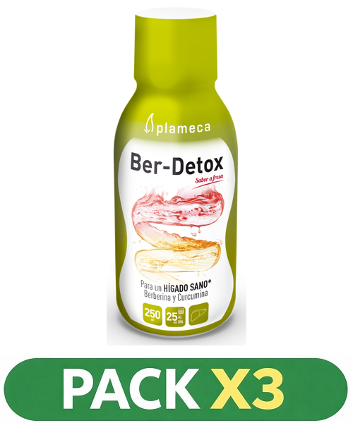 Pack x3 Ber-Detox Sabor Fresa - Plameca - 250 ml.