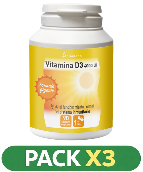 Pack x3 Vitamina D3 4000 UI - Plameca - 90 cápsulas