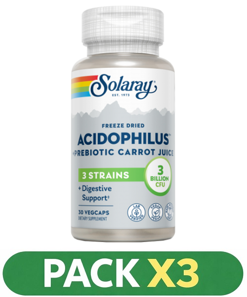 Pack x3 Acidophilus Vegan - Solaray - 30 cápsulas