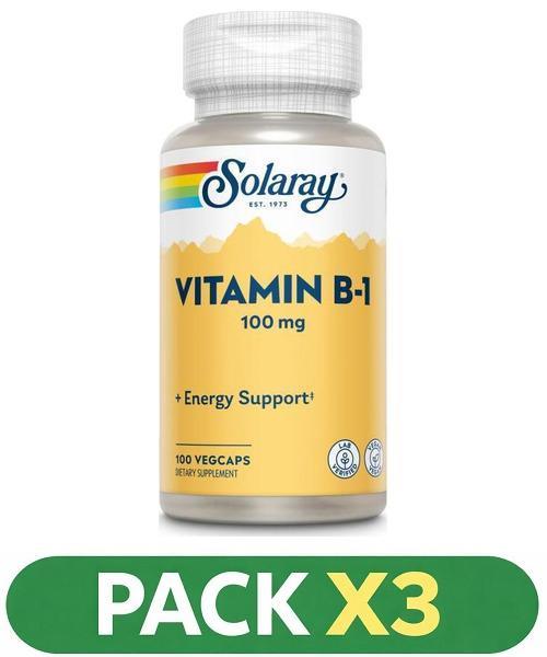 Pack x3 B1-100 mg. - Solaray - 100 cápsulas