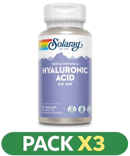 Pack x3 Hyaluronic Acid 60 mg. - Solaray - 30 cápsulas
