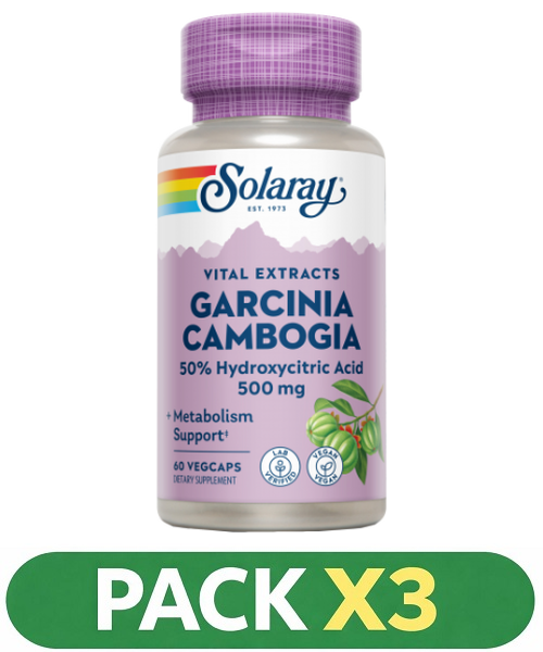 Pack x3 Garcinia Cambogia 500 mg. - Solaray - 60 cápsulas