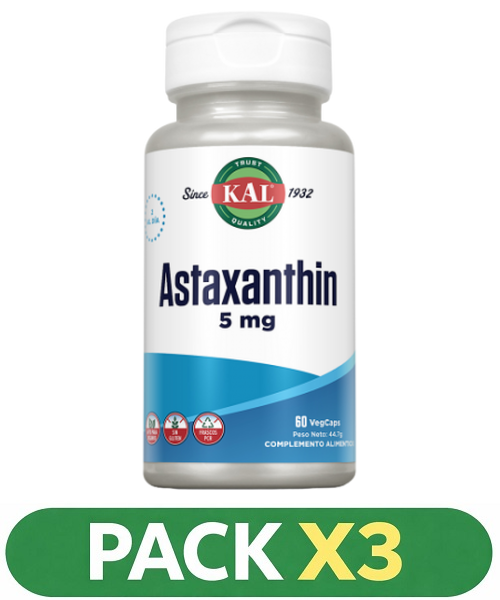Pack x3 Astaxanthin 5 mg. - KAL - 60 cápsulas