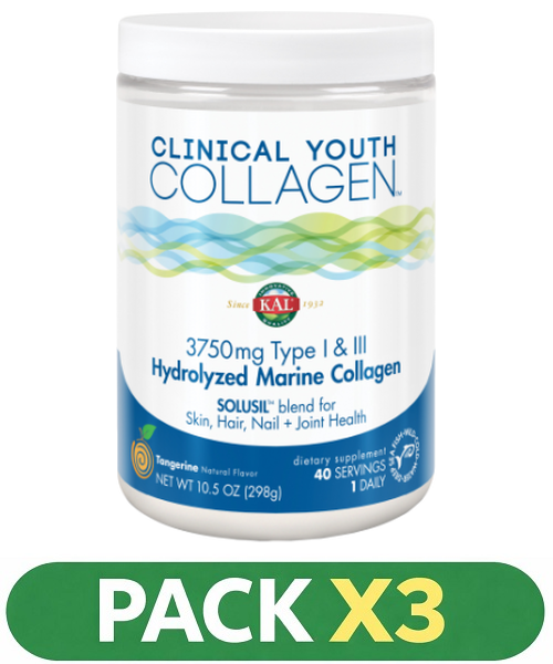 Pack x3 Clinical Collagen Type I & III - KAL - 298 gr. Mandarina