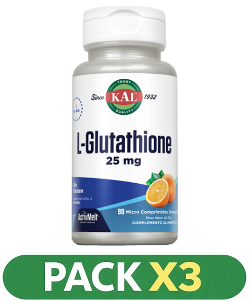 Pack x3 L-Glutathione 25 mg. - KAL - 90 comprimidos