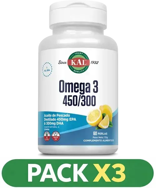 Pack x3 Omega 3 450/300 - KAL - 60 perlas