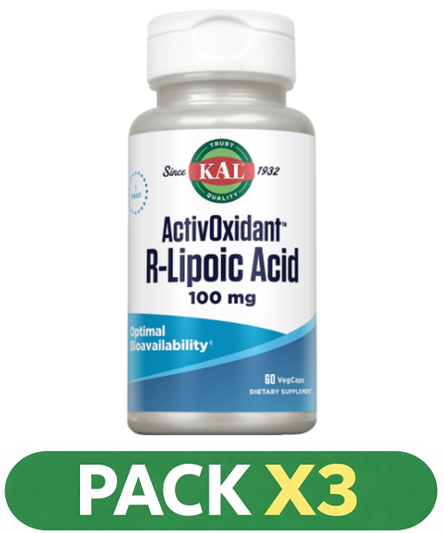 Pack x3 R-Lipoic Acid Aantioxidant - KAL - 60 cápsulas