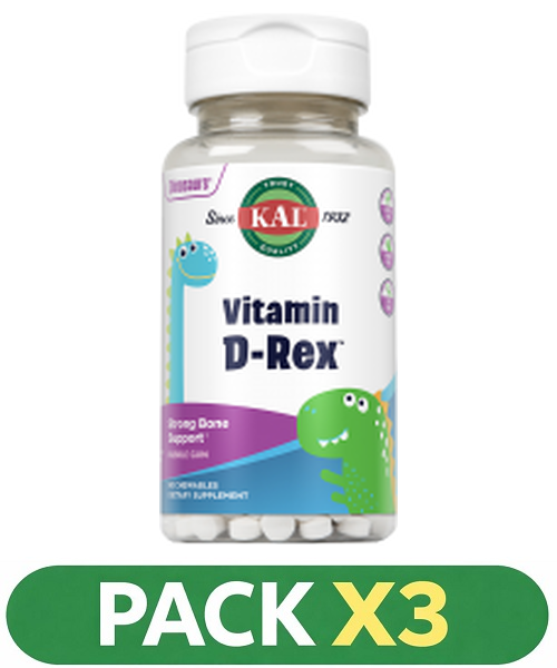 Pack x3 Rex Vitamin D™ 400 UI - KAL - 90 Dinos Masticables