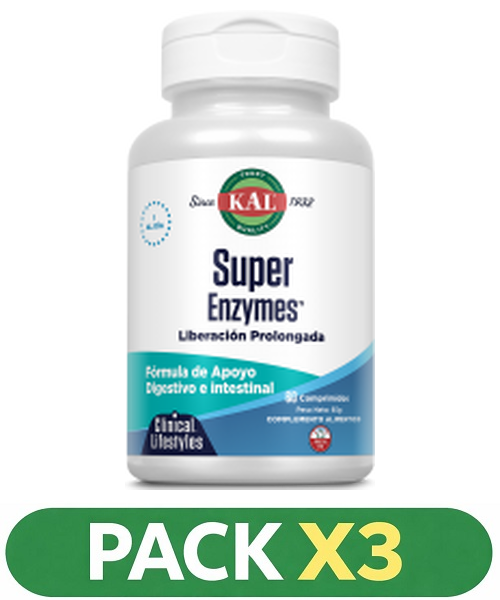 Pack x3 Super Enzymes - KAL - 60 comprimidos