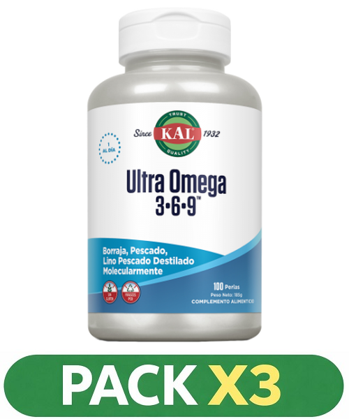 Pack x3 Ultra Omega 3*6*9 - KAL - 100 perlas