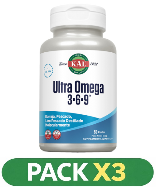 Pack x3 Ultra Omega 3,6,9 - KAL - 50 perlas