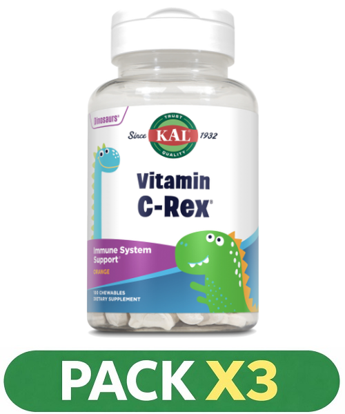 Pack x3 Vitamina C Rex™ - KAL - 100 Dinosaurios Masticables