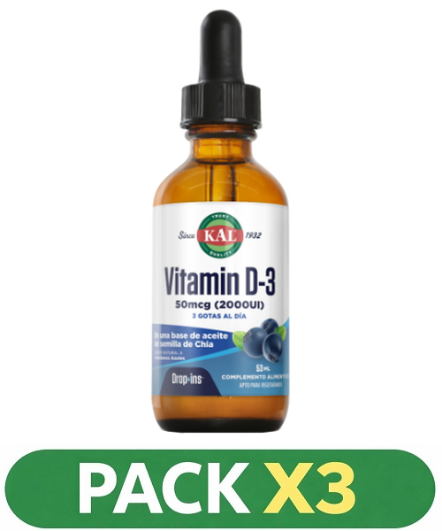 Pack x3 Vitamina D3 - KAL - 53 ml.